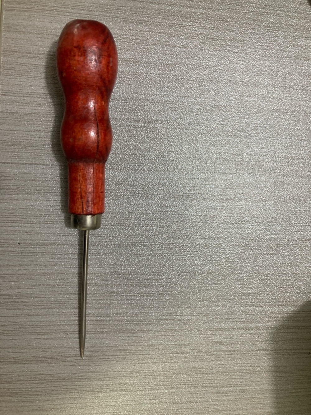 Red Wooden Awl with Metal Point